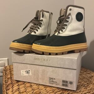 NWT Jimmy Choo Sea Green Latte Duck Boots Size 38.5